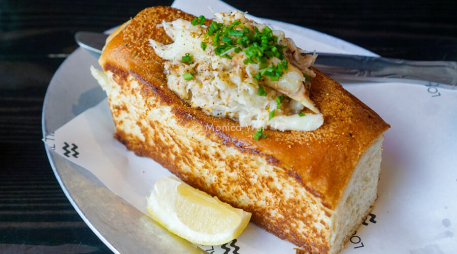 Crab Roll with lemon wedge on the side